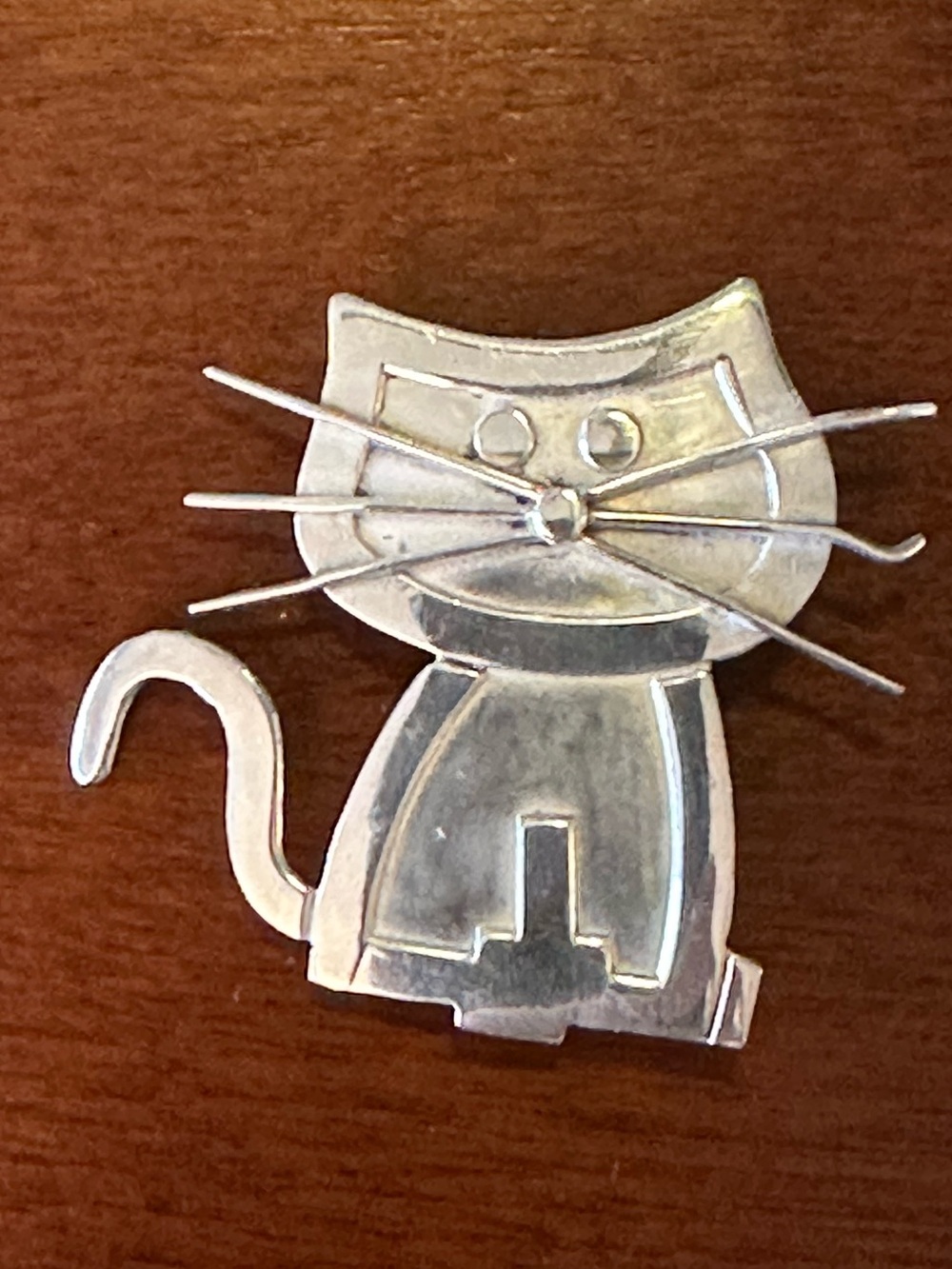 Mexican Sterling Silver Cat Pin Brooch 10.6g